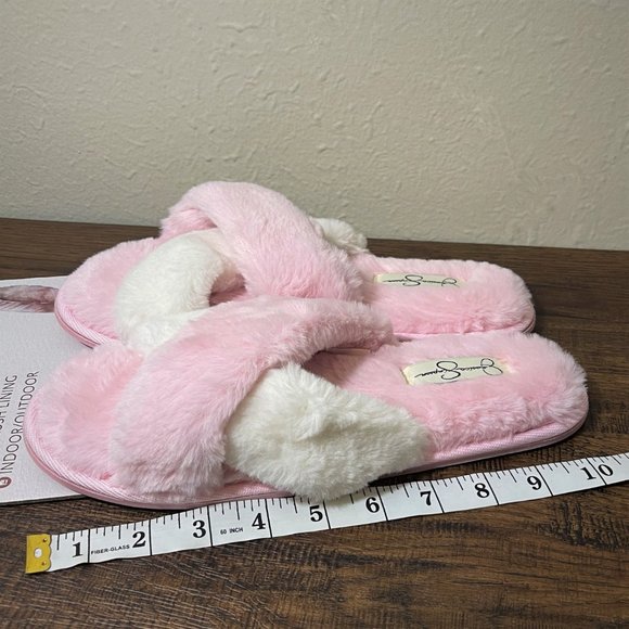 Jessica Simpson Sz L Pink & White X Slide Slippers NWT - Picture 6 of 7
